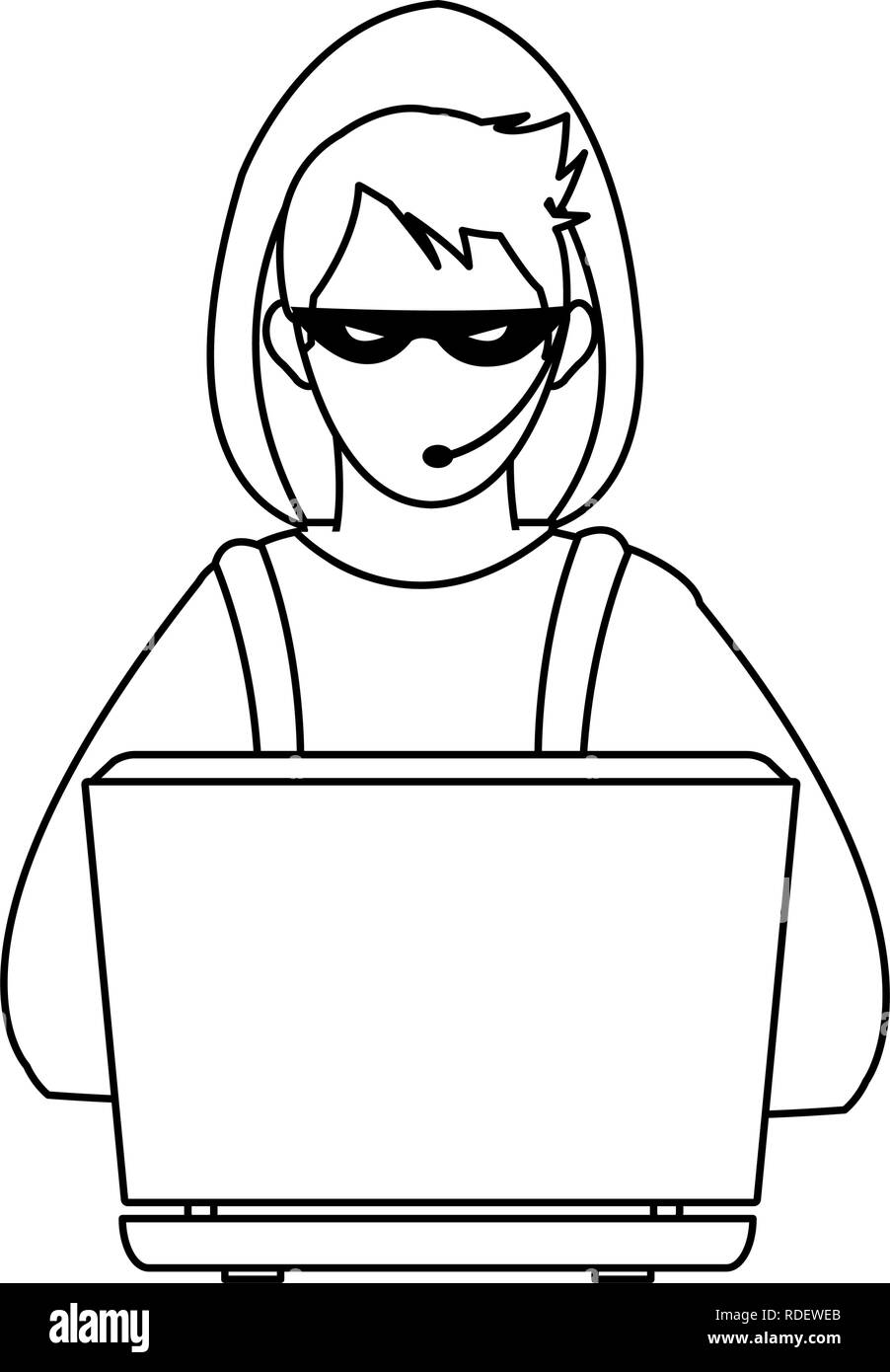 Hacker avec portable Illustration de Vecteur