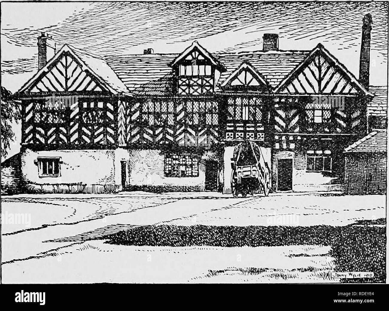. L'histoire de Victoria du comté de Lancaster ;. L'histoire naturelle. LEYLAND CENTAINES DE STANDISH et pittoresque composition quelque peu irrégulières. Un plâtre cove marque la ligne de l'étage, et un autre sous les toits s'effectue à travers la fin gables. Belovsf le seuil de la fenêtre sur le porche est une inscription entre deux crochets sculptés, ANNO DNI 1608 : PEC JE RR *} § IR* La carpe d'élévation sud face au fleuve est construit en brique et a deux gables. La plupart des fenêtres sont modernes comme dans le bois d'insertions de partie de l'avant, mais le hall conserve ses sept premiers-light stone mul- Banque D'Images