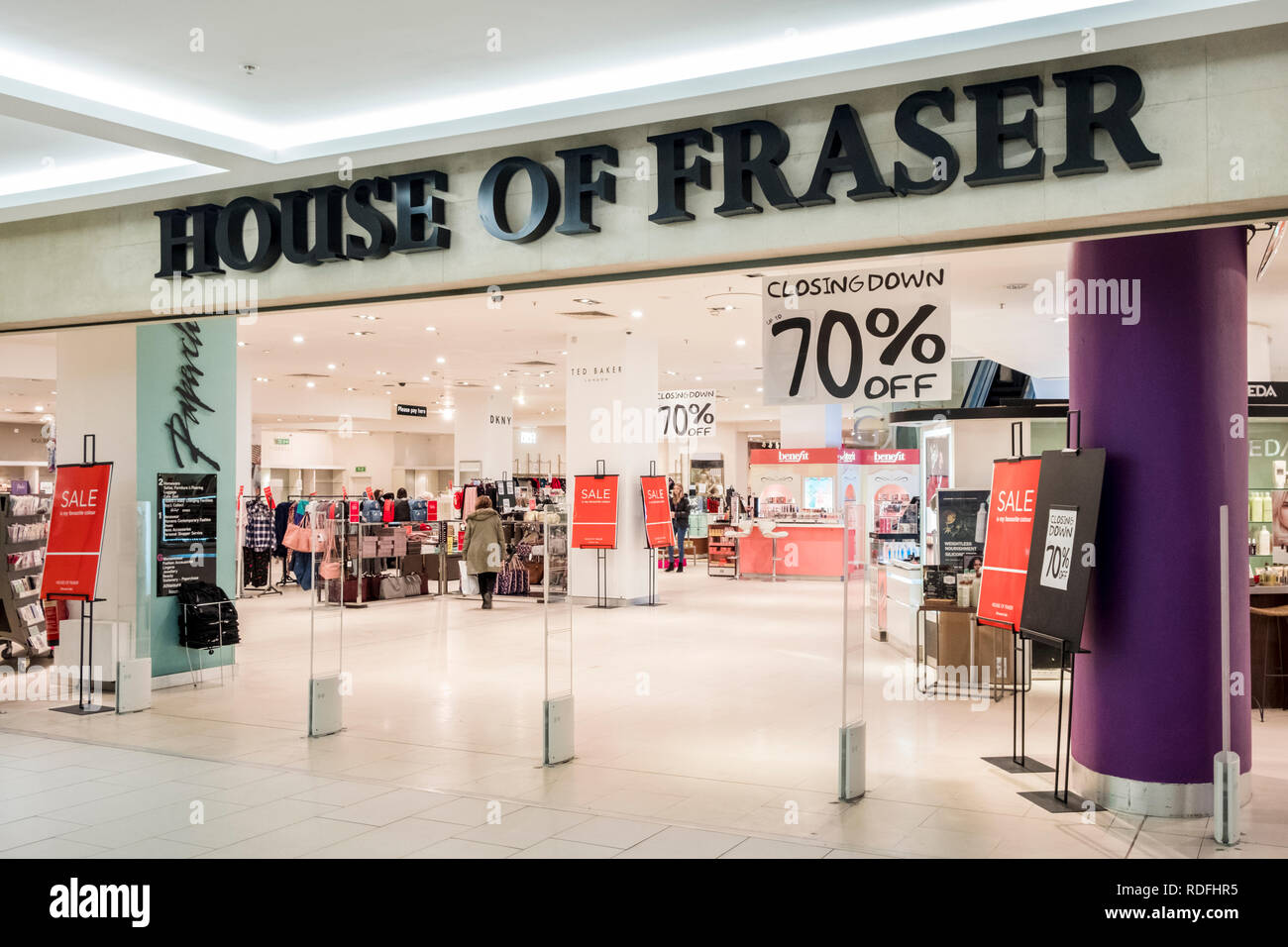 La fermeture de la vente à la House of Fraser boutique, Nottingham, England, UK Banque D'Images