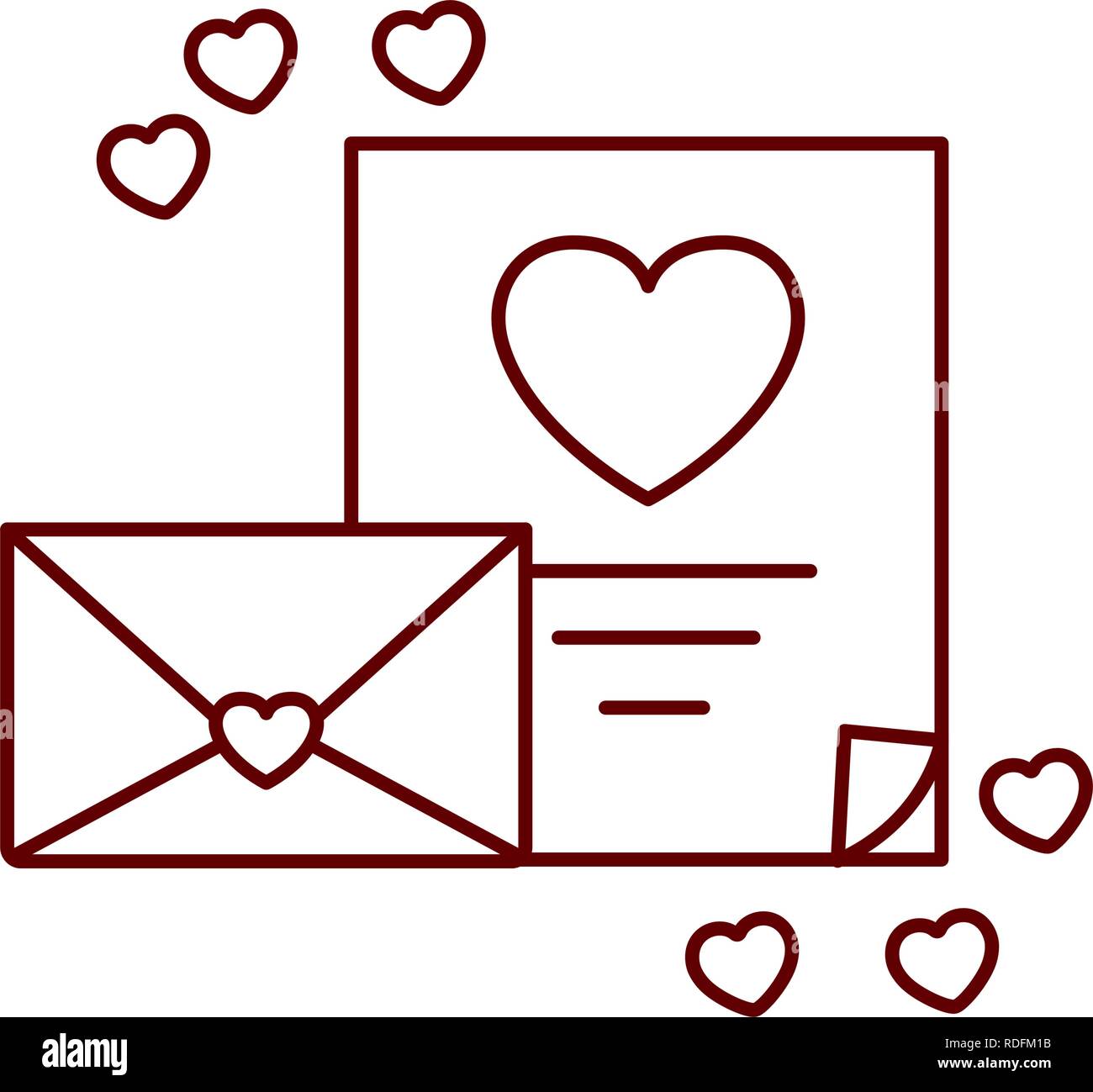 Lettre de l'enveloppe avec l'icône coeur isolé Illustration de Vecteur