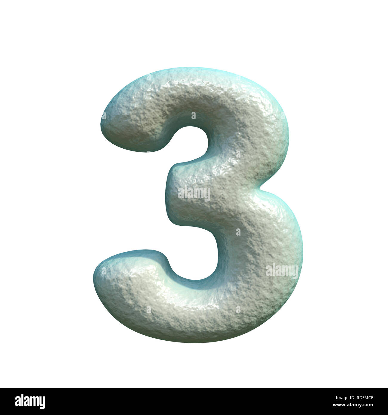 Argile gris bleu numéro 3 Trois le rendu 3D illustration isolé sur fond blanc Banque D'Images