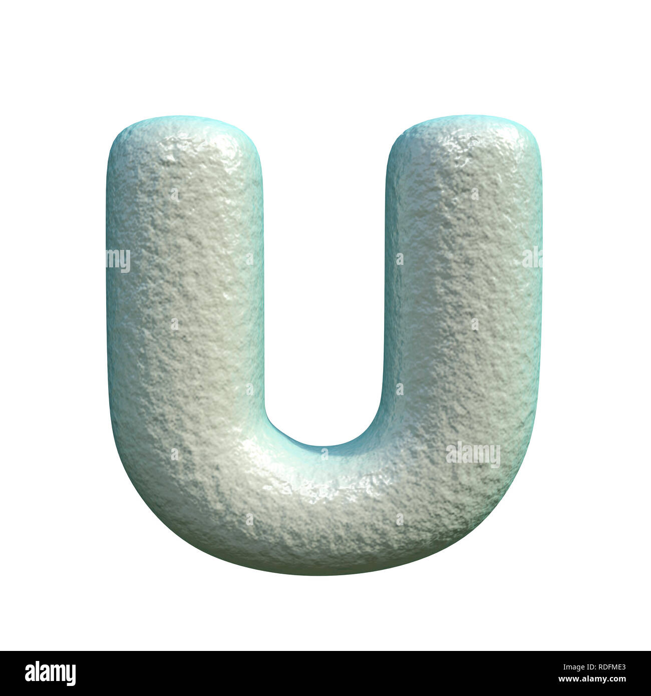 L'argile bleu gris font Lettre U le rendu 3D illustration isolé sur fond blanc Banque D'Images