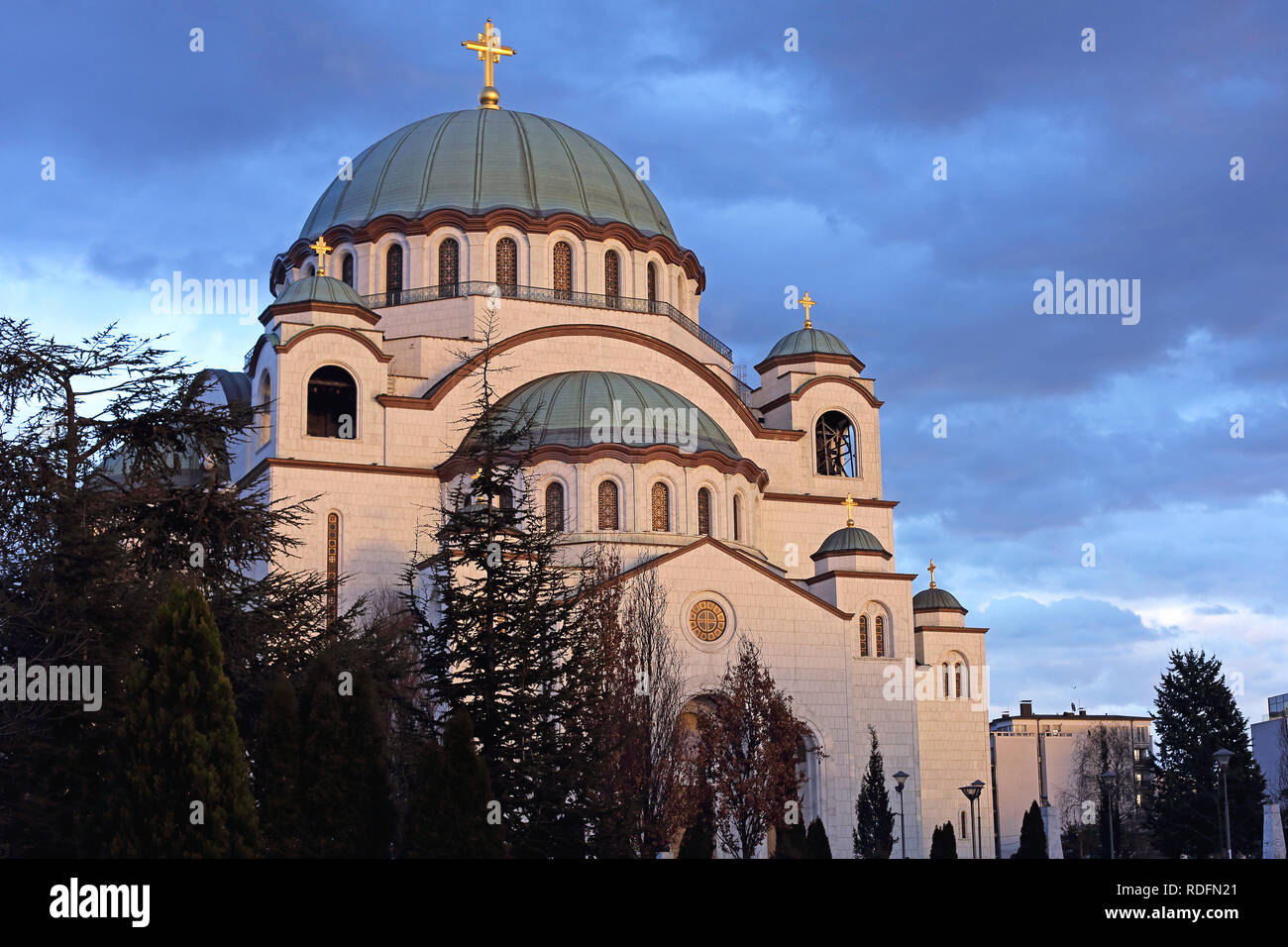 Cathédrale de Saint Sava à Belgrade Serbie au crépuscule Banque D'Images