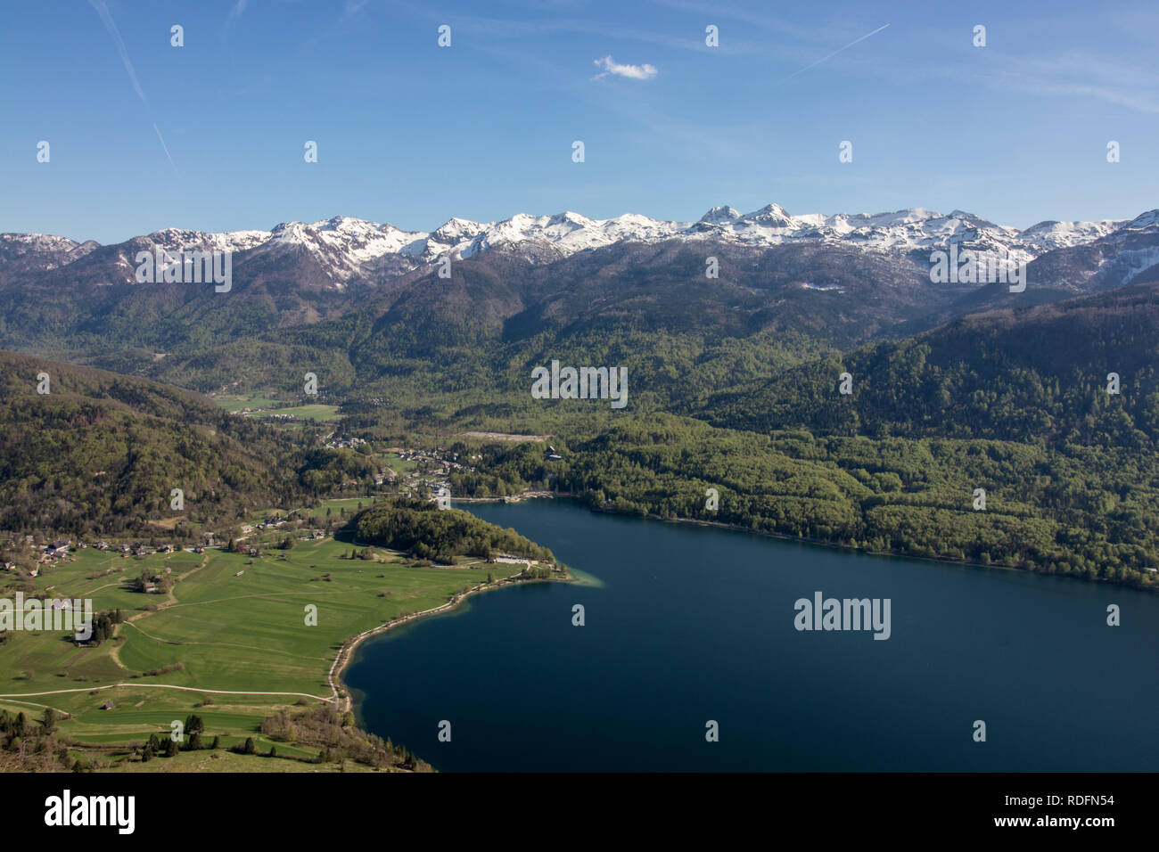 Vallée de Bohinj du mont Vogar Banque D'Images