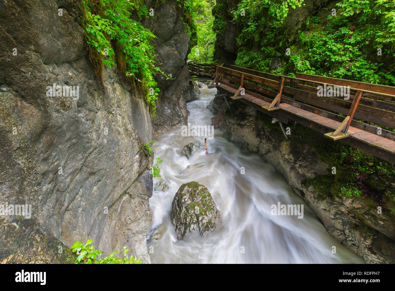 La rivière Weißbach fonctionnant par les Seisenbergklamm / Seisenbachklamm, gorge près de Weißbach bei Lofer, Saalachtal, Salzbourg / Salzburger Land, Austr Banque D'Images