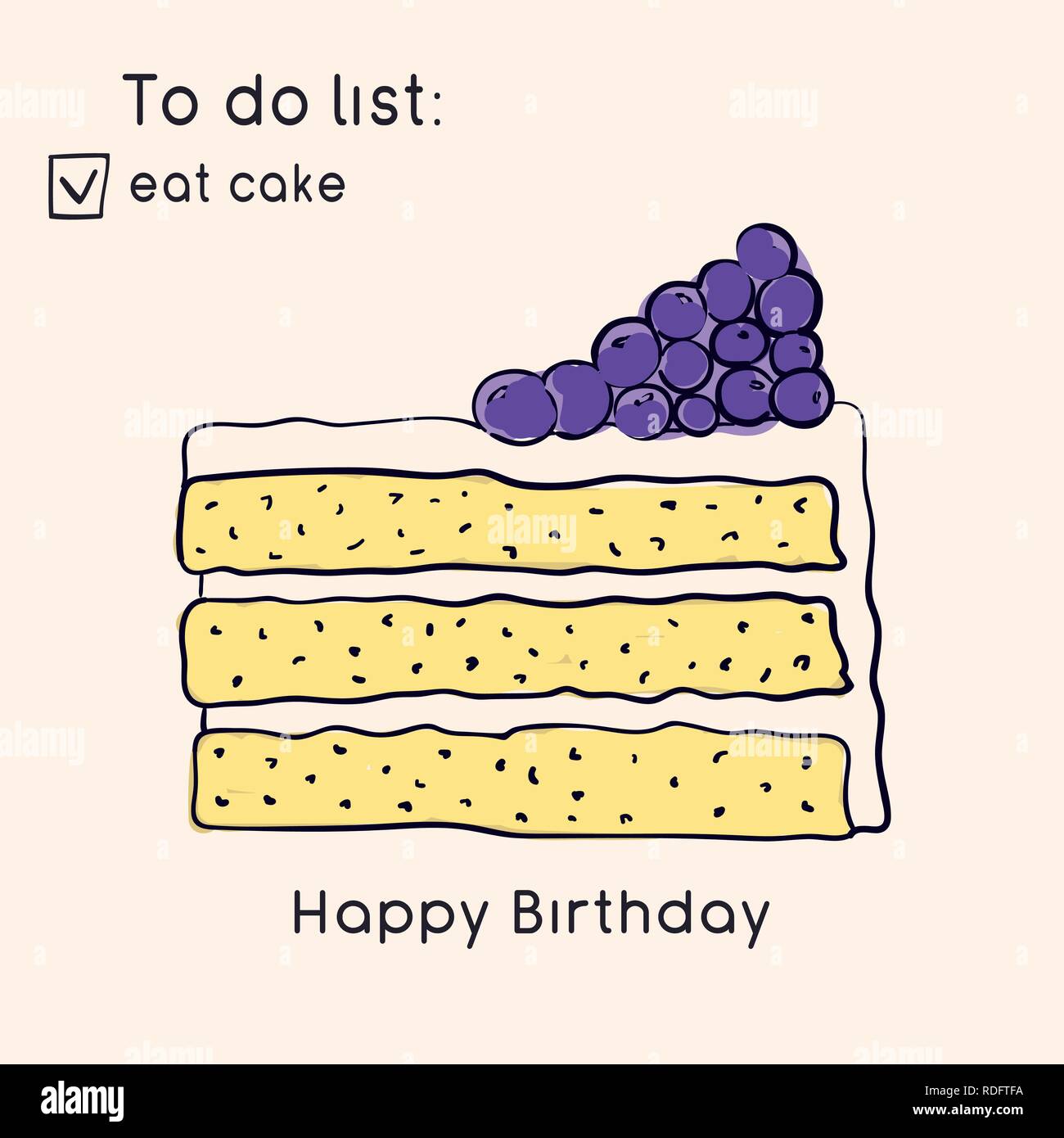 Cartes de souhaits d'anniversaire. Doodle style de gâteaux. Les sucreries et les pâtisseries. Vector illustration Illustration de Vecteur