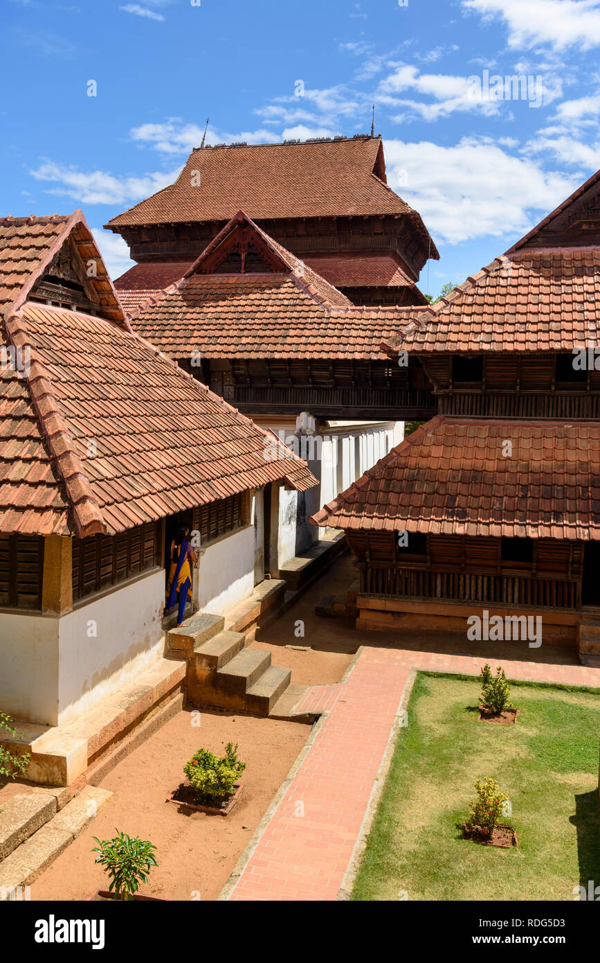 Padmanabhapuram Palace, typique de l'architecture Keralan, Tamil Nadu, Inde Banque D'Images