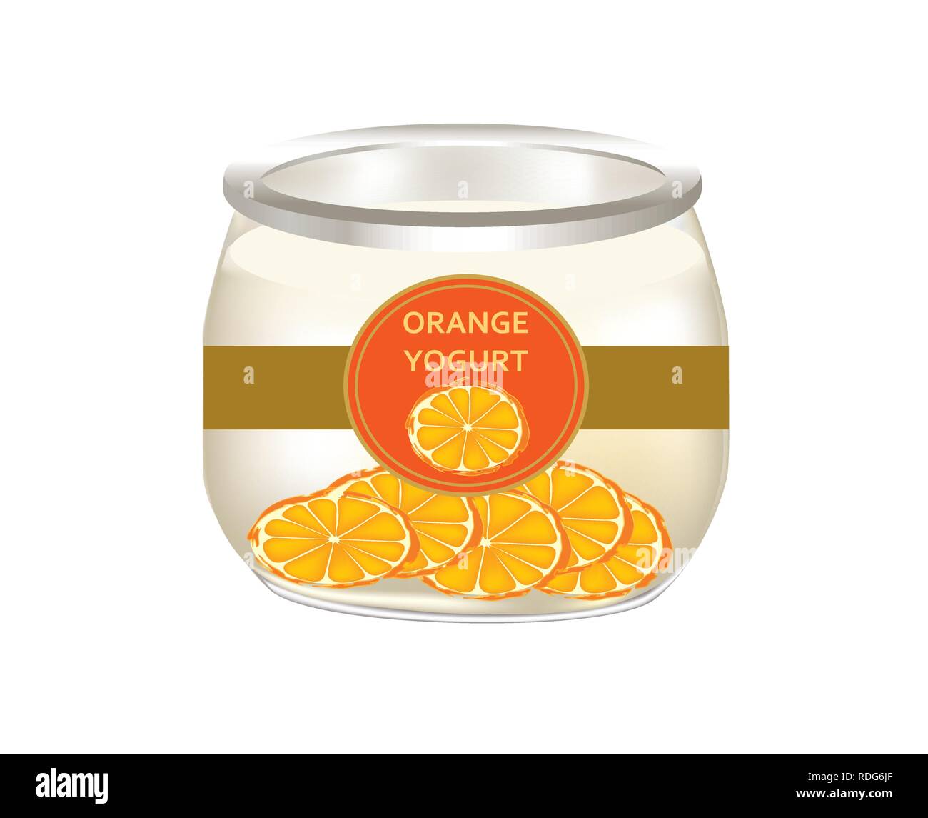 Yogourt nature avec des oranges dans un bocal en verre Illustration de Vecteur