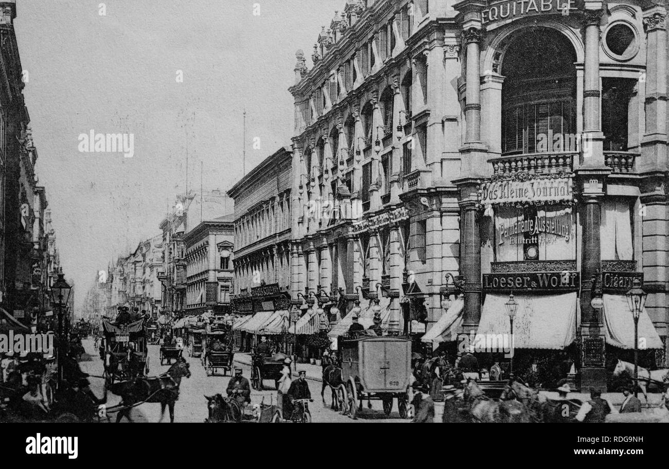 Friedrichstrasse, une rue de Berlin, Allemagne, image historique, vers 1899 Banque D'Images