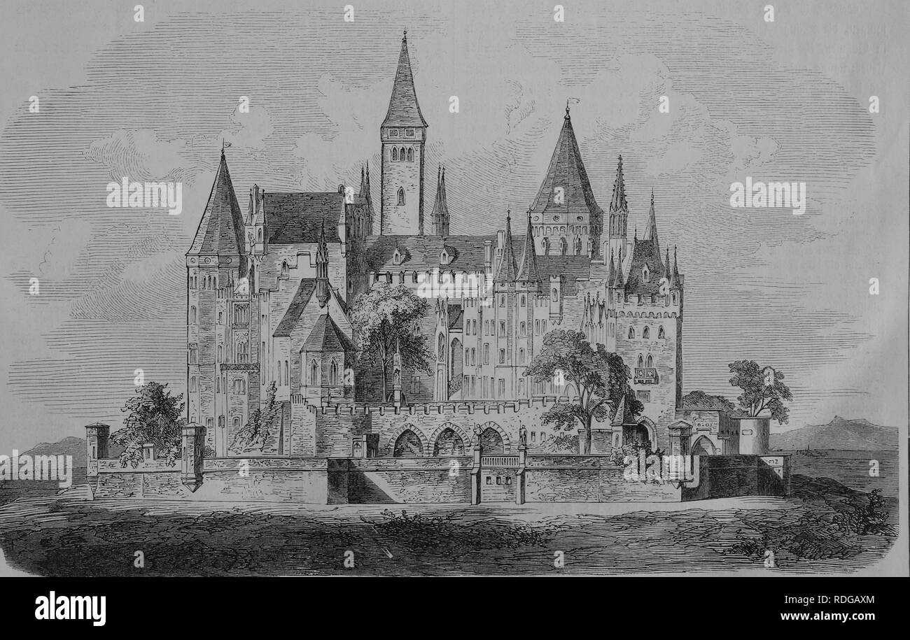 Le Château de Hohenzollern, 1870, illustration historique, illustrated war chronicle 1870 à 1871, campagne allemande contre la France Banque D'Images