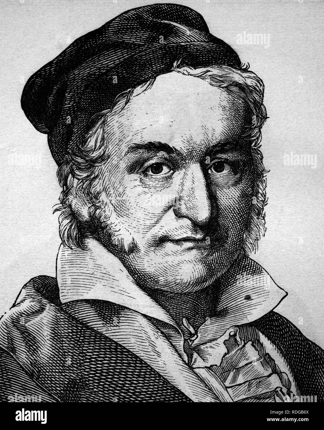Karl Friedrich Gauss, 1777 - 1855, mathématicien, physicien et astronome, portrait, illustration historique, 1880 Banque D'Images