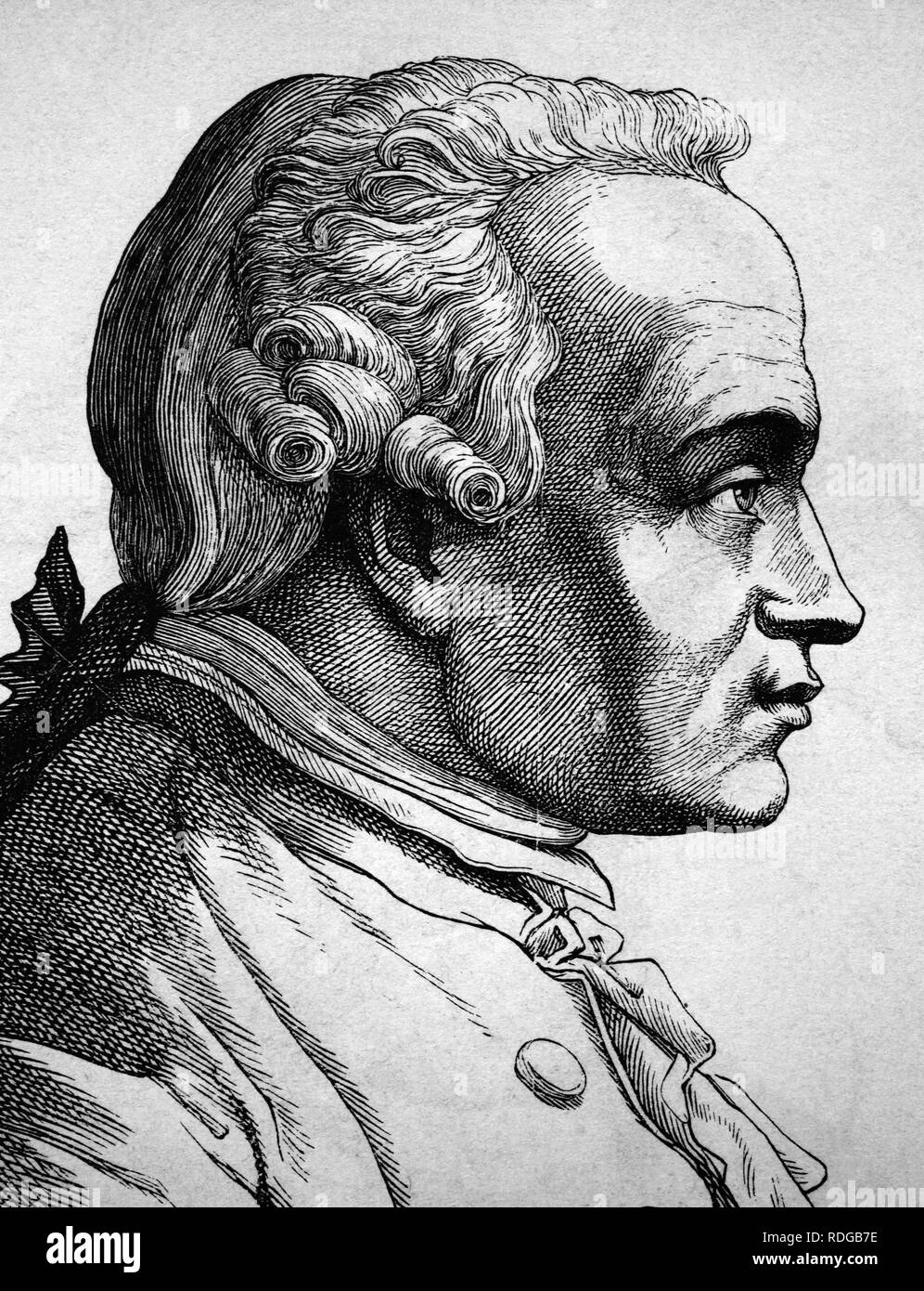 Emmanuel Kant, 1724 - 1804, philosophe, portrait, illustration historique, 1880 Banque D'Images