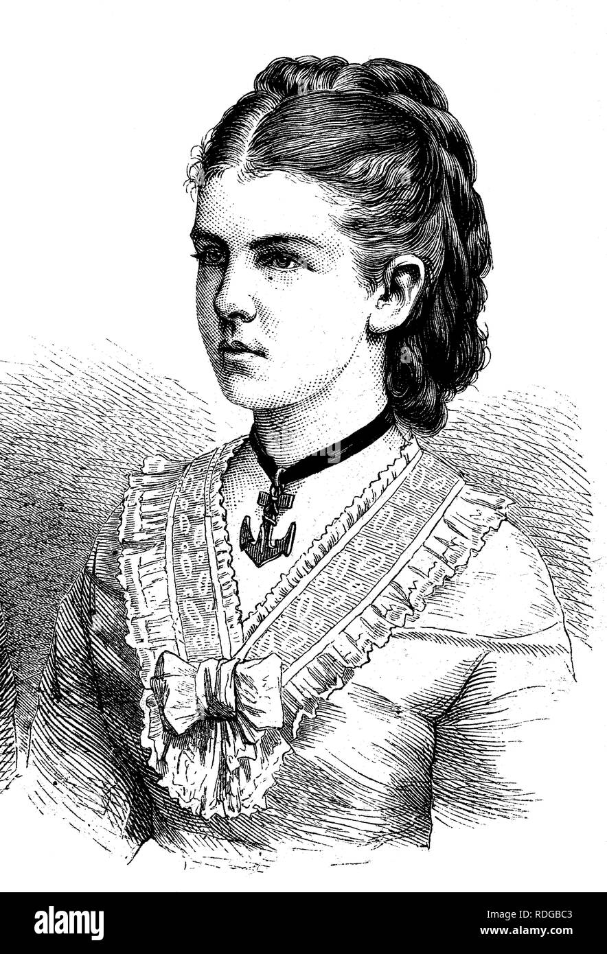 La princesse Elizabeth Anna de Prusse, 1857 - 1895, l'épouse du Grand-duc Friedrich August d'Oldenburg, historique sur l'illustrati Banque D'Images