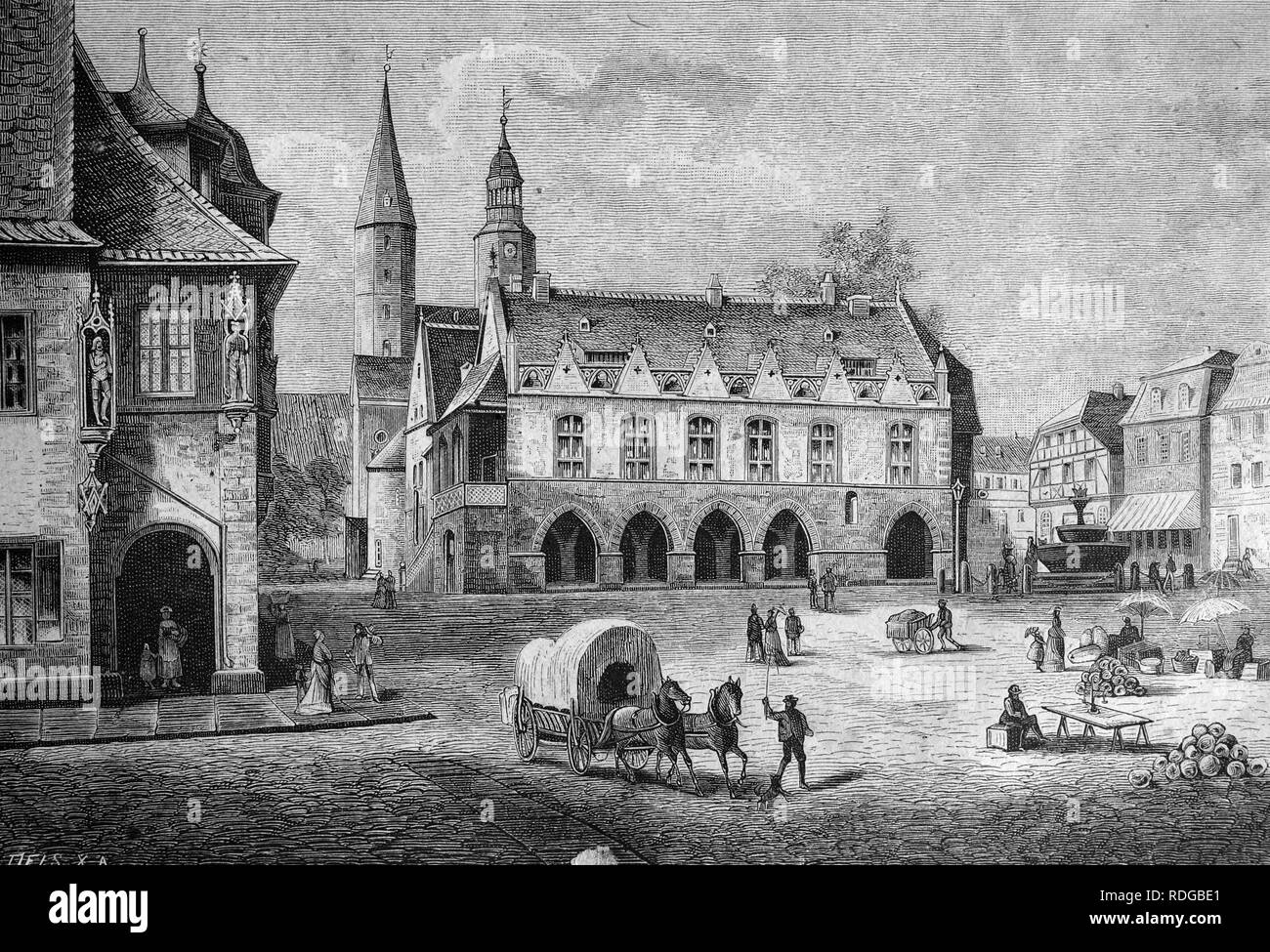 Hôtel de ville de Goslar, Allemagne, illustration historique, 1877 Banque D'Images