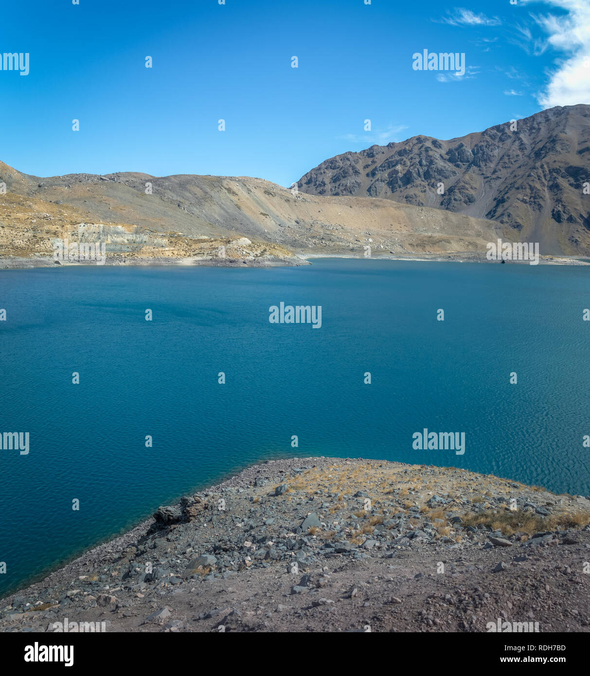 Embalse el Yeso barrage au cajón del Maipo - Chili Banque D'Images