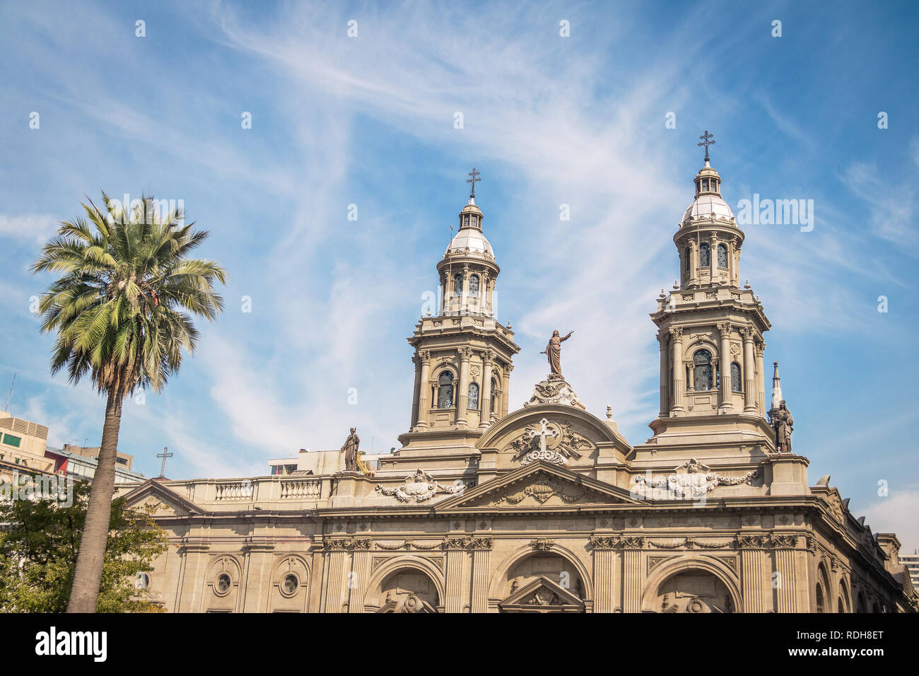 La Cathédrale métropolitaine de Santiago à Plaza de Armas - Santiago, Chili Banque D'Images