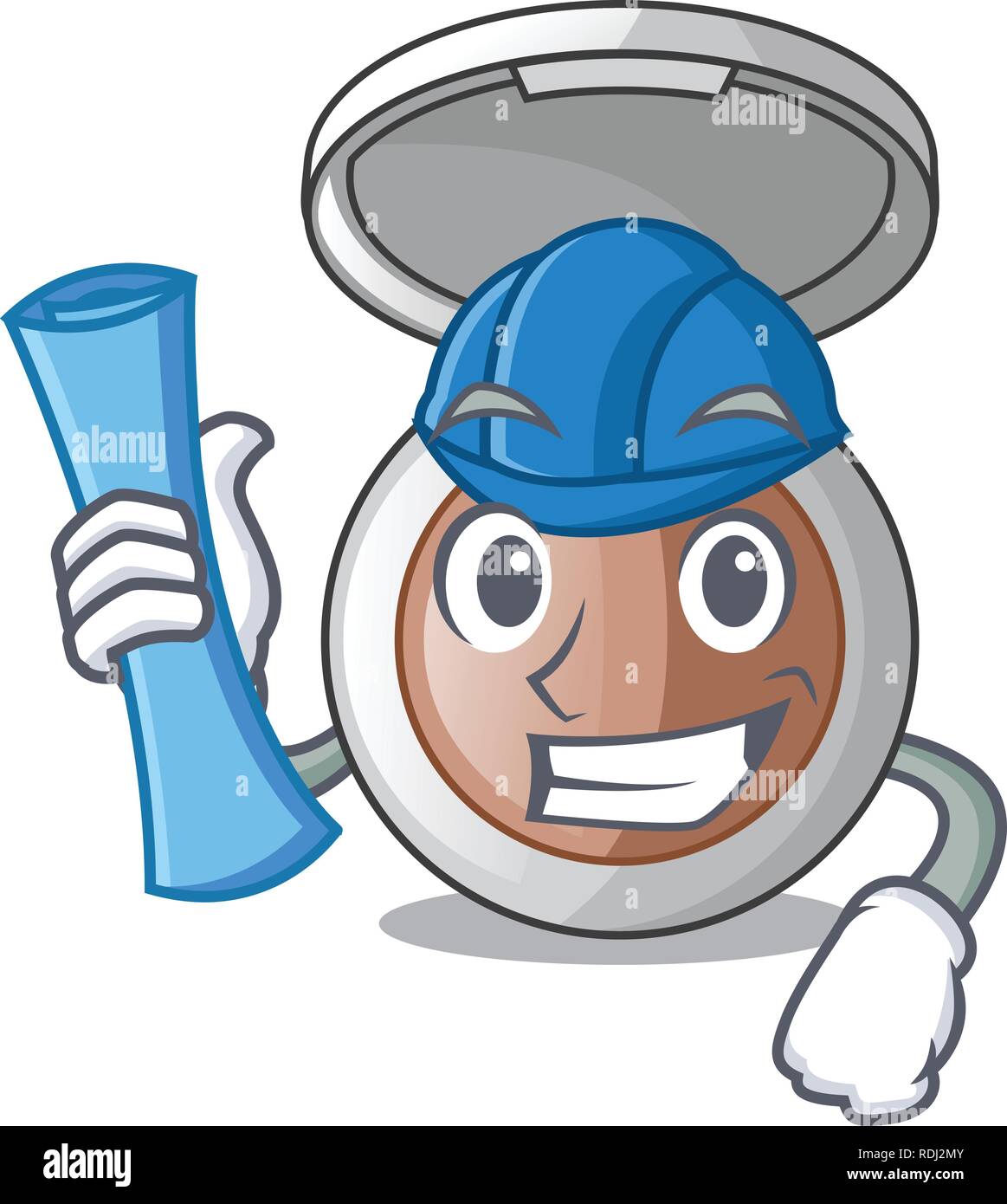 Maquillage poudre architecte isolé dans la mascot Illustration de Vecteur
