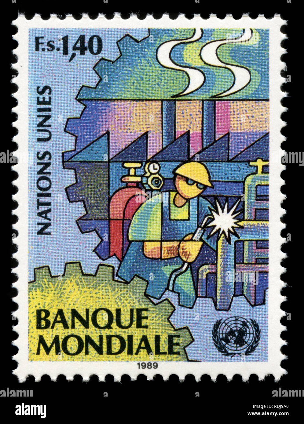 Timbre-poste de l'Organisation des Nations Unies à Genève a publié en 1989 Banque D'Images