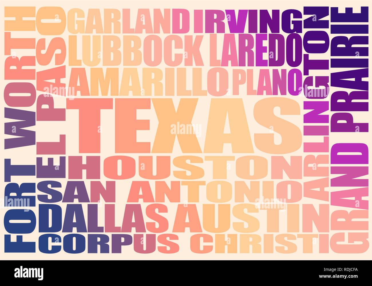 Liste des villes de l'état du Texas Illustration de Vecteur