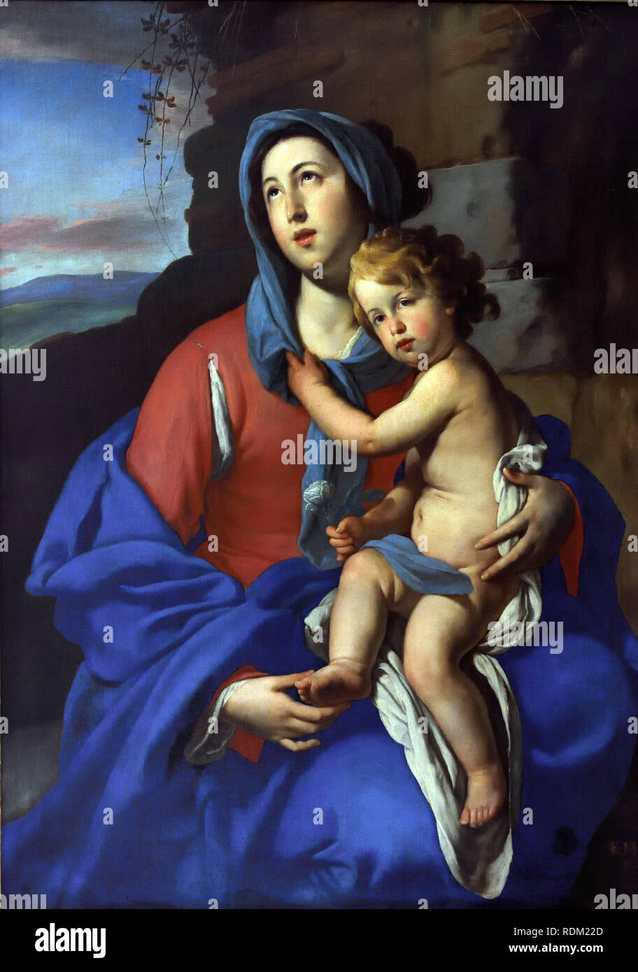 La Vierge et l'enfant 1640 The 1585-1656 l'Italie, l'italien, Banque D'Images