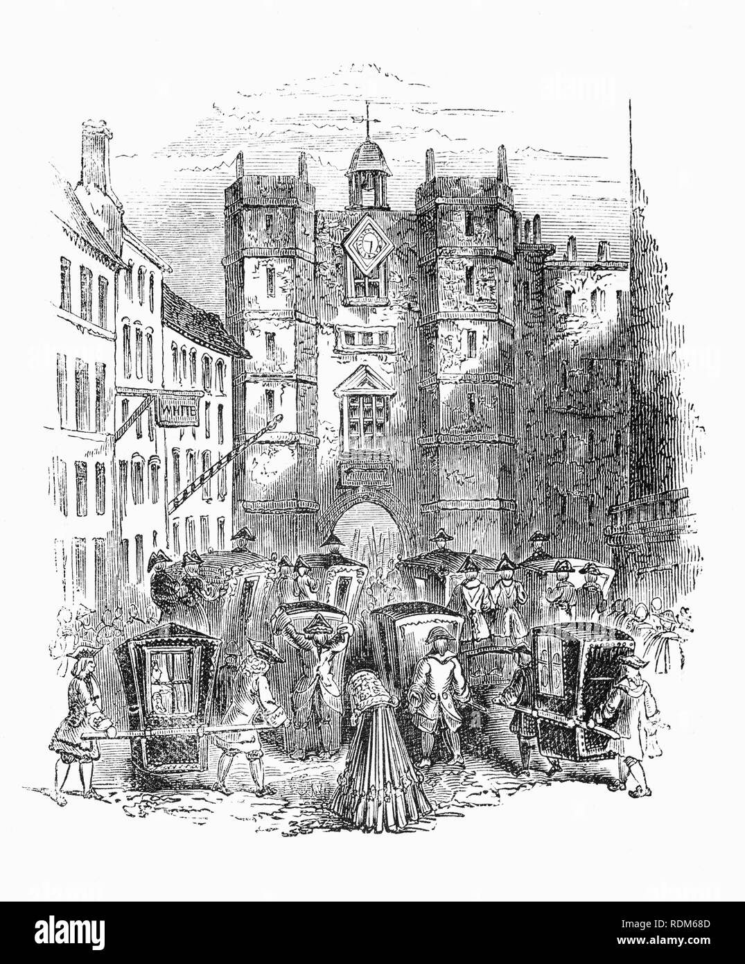 La Pall Mall porte de St James's Palace, dans la ville de Westminster. Construit par le roi Henri VIII sur l'emplacement d'une léproserie dédiée à Saint Jacques le moins, le palais a été secondaire en importance pour le palais de Whitehall pour la plupart des monarques Tudor et Stuart. Le palais de l'importance pendant les règnes de la monarchie géorgienne au début, mais a été déplacée par le Palais de Buckingham à la fin du xviiie et au début du 19e siècles. Banque D'Images
