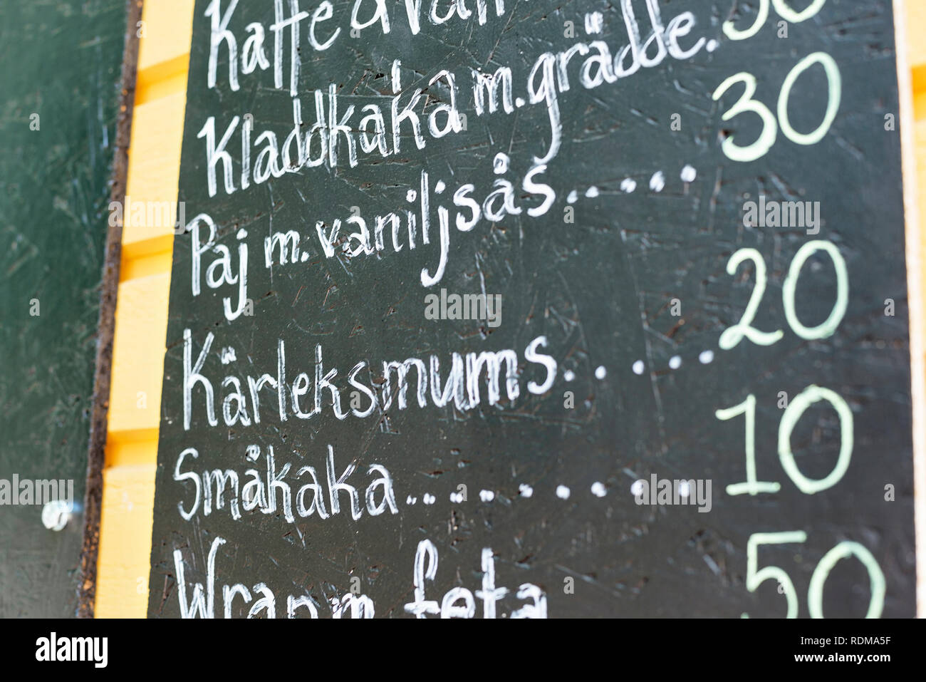 Menu sur tableau noir Banque D'Images