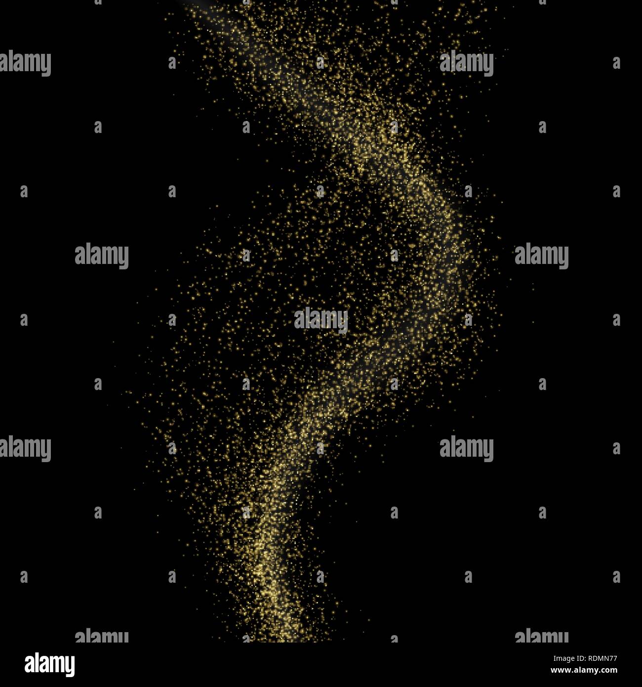 Les particules d'or glitter mist ou vague de flamme sur fond noir Illustration de Vecteur