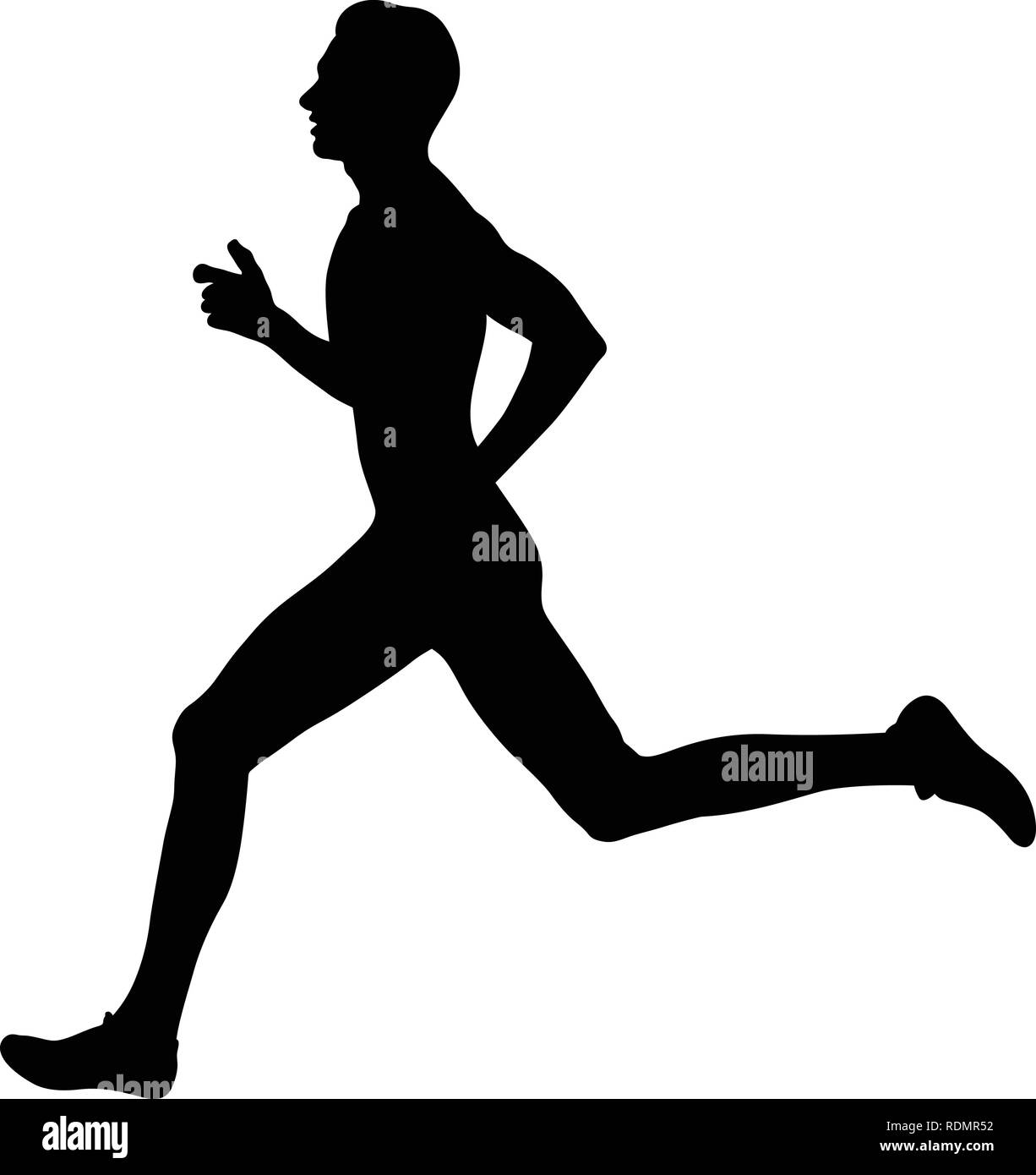 L'homme sportif runner sprinter course track silhouette noire Illustration de Vecteur