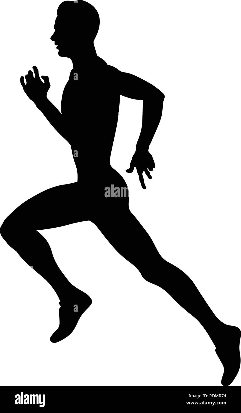 Coureur professionnel exécutant athlète sprinter silhouette noir Illustration de Vecteur