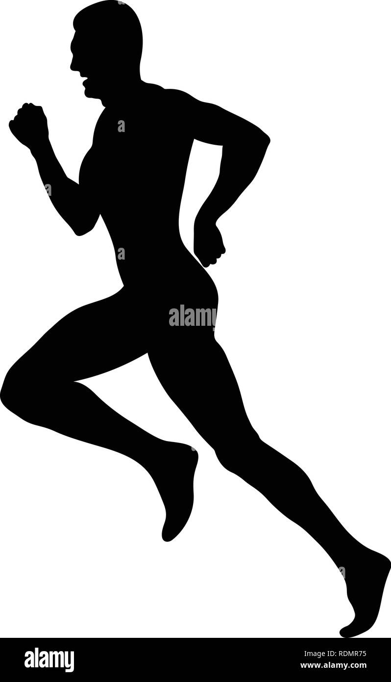 400 mètres de piste sprint sportif runner silhouette noire Illustration de Vecteur
