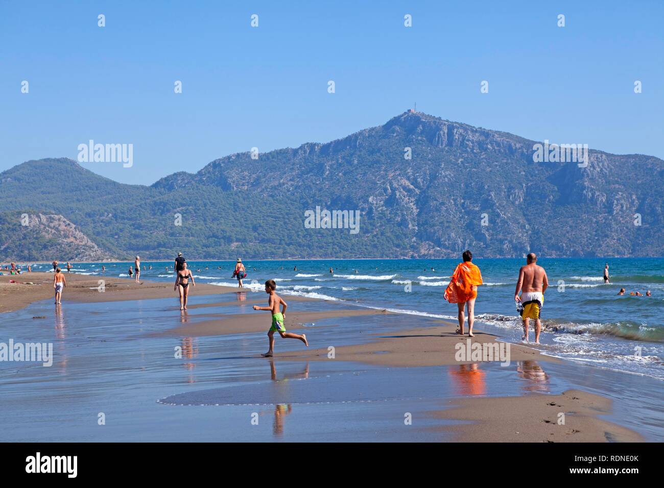 La plage d'Iztuzu, Turtle Beach, Delta Dalyan, Turquie, Mer Egée Turque Banque D'Images