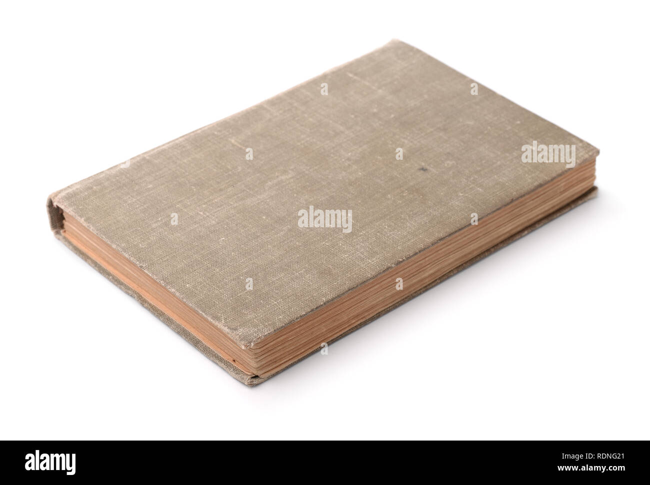 Vieux livre relié en blanc isolated on white Banque D'Images