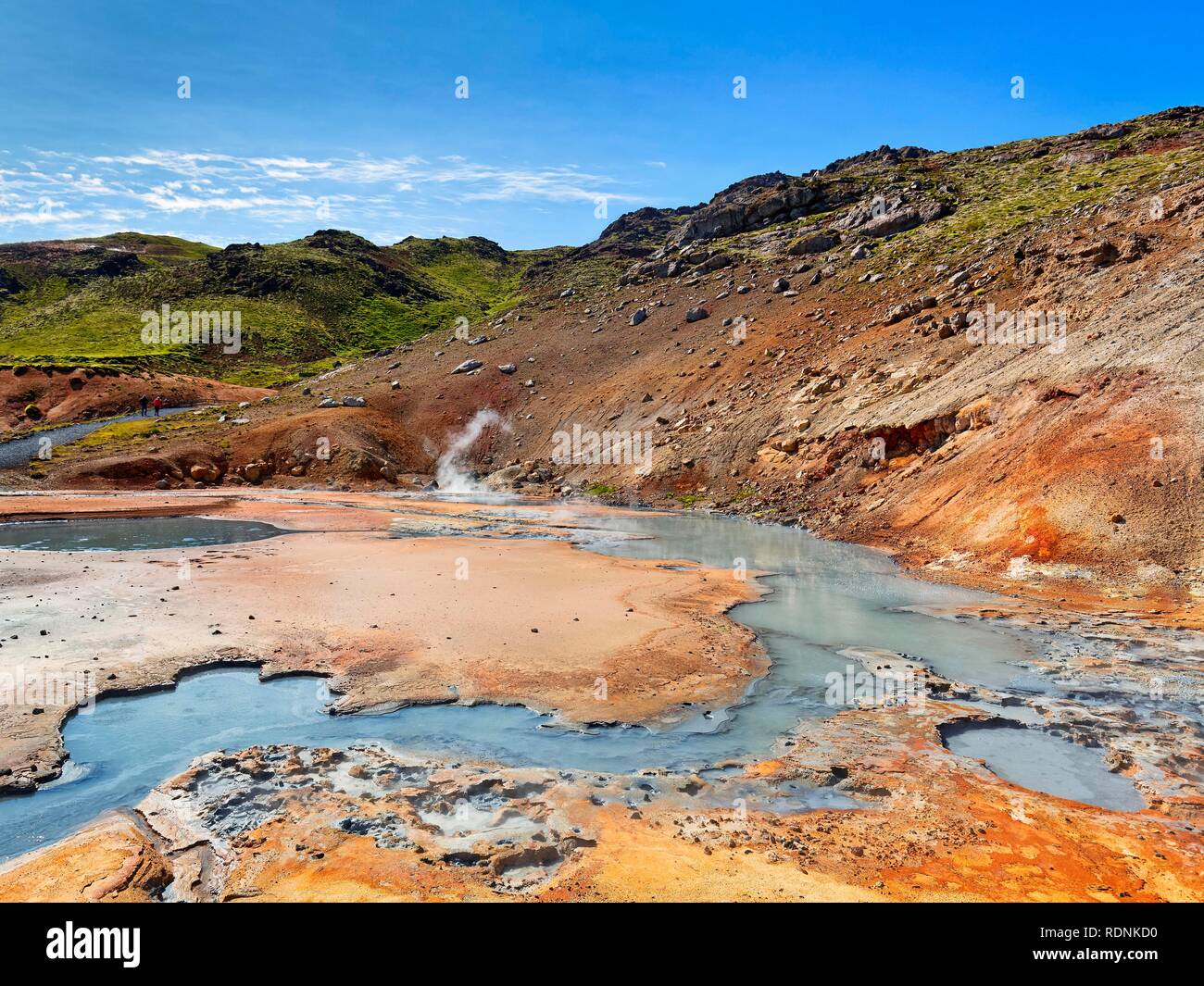 Seltún, Seltun, hot springs et boue, zone haute température Krýsuvík, péninsule de Reykjanes Krisuvik,, près de Reykjavik Banque D'Images
