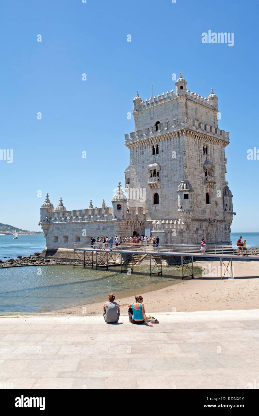 La Torre de Belém, La Tour de Belém, Lisbonne, Portugal, Europe Banque D'Images