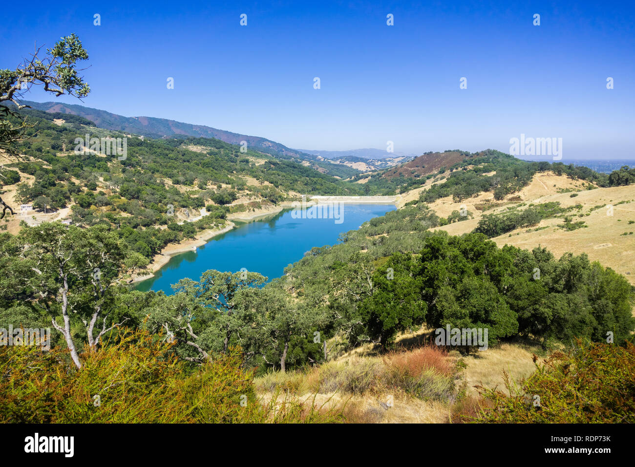 Vue aérienne de Guadalupe réservoir, baie de San Francisco, comté de Santa Clara, Californie Banque D'Images