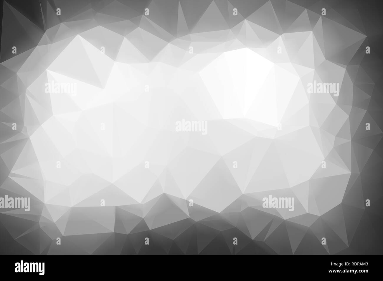 Polygone haute résolution de fond vecteur mosaïque en noir et blanc. 3d abstrait faible gradient style triangulaire poly arrière-plan. Plus sombre sur les bords. Banque D'Images