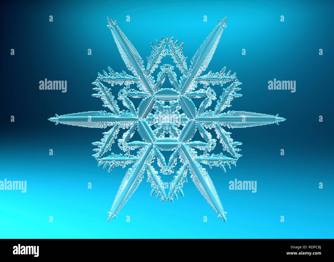 Flocon de neige sur un fond bleu, illustration. Banque D'Images