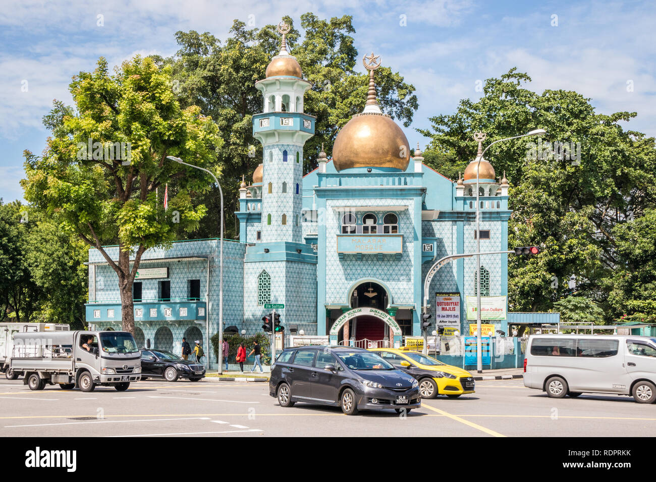 Singapour - 26 décembre 2018 : La Mosquée Malabar, rue Victoria. Il est également connu comme le dôme doré mosquée. Banque D'Images