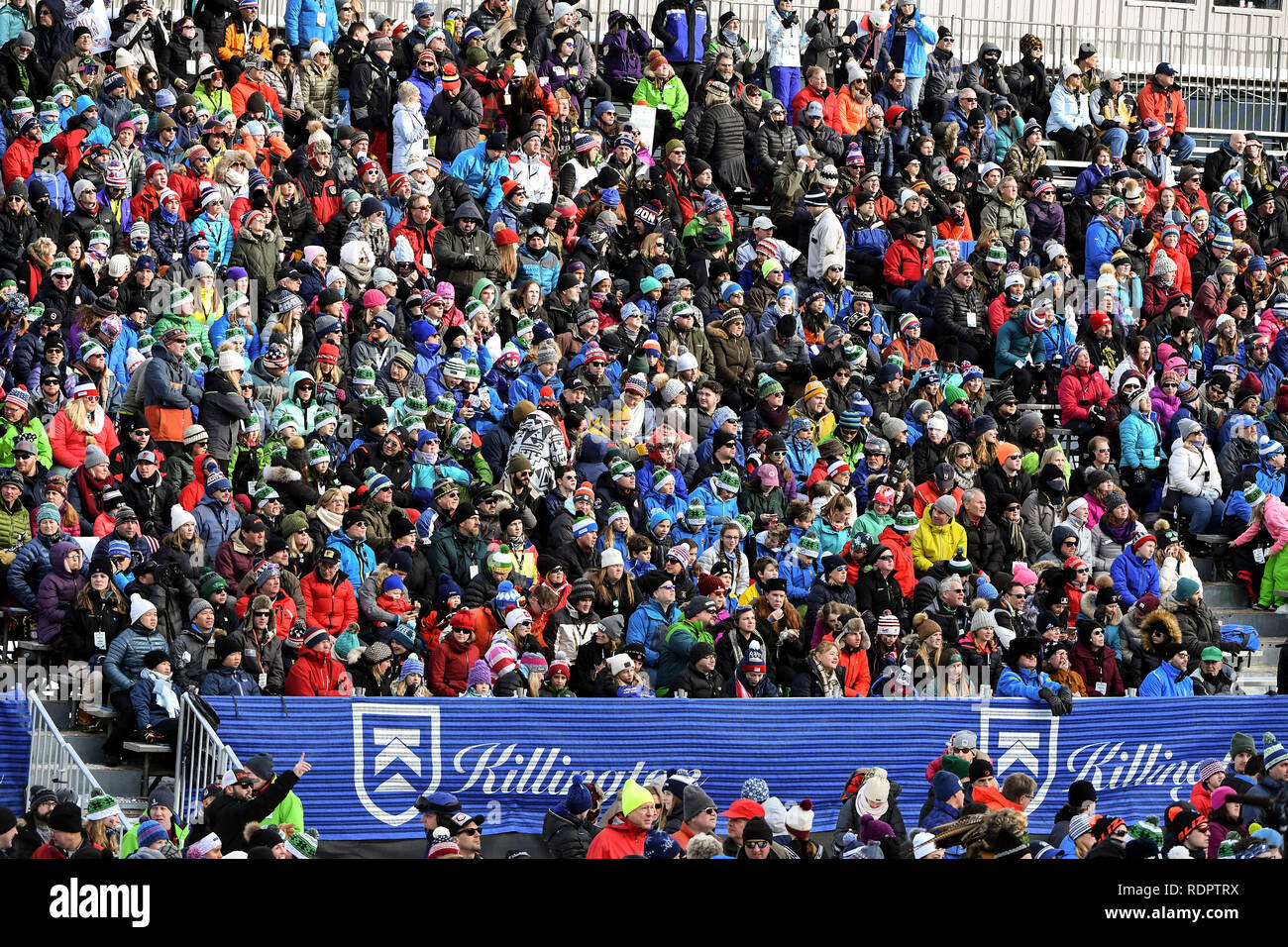 KILLINGTON, USA - Le 24 novembre : une vue générale au cours de l'AUDI FIS Coupe du Monde de Ski le slalom géant féminin le 24 novembre 2018 à Killington USA. Banque D'Images