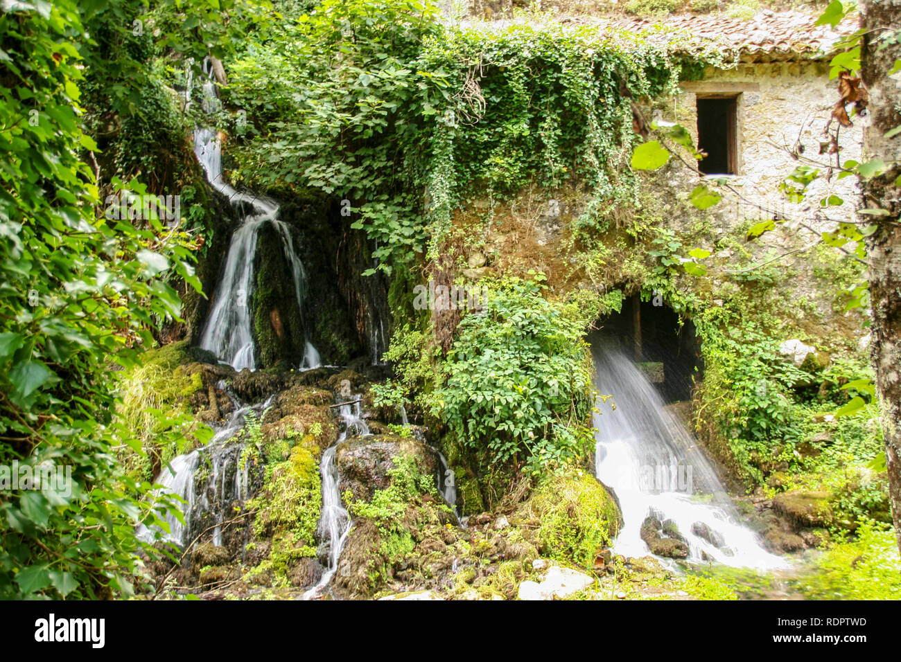 L'ancien moulin à eau dans la réserve naturelle de Morigerati, Grotte del Bussento par River dans le Parc National du Cilento, province de Salerne, Campanie, Italie Banque D'Images