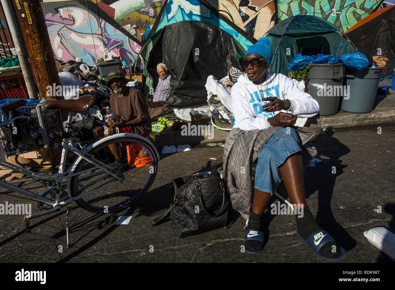 La 7e Rue, Skid Row le jour de Noël 2019, Los Angeles, Californie, États-Unis d'Amérique Banque D'Images