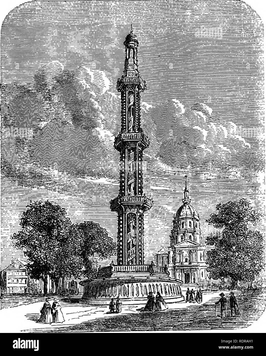 . Les parcs, promenades, &AMP ; Jardins de Paris, décrits et examinés en fonction des attentes de nos propres villes, et les jardins publics et privés. Jardins, Parcs. Les boulevards. 125 l'ensemble de cette section, le propriétaire de la propriété adjacente ont été obligés de mettre de côté une bande de terrain, trente-trois pieds de large, fermée par une balustrade en fer de caractère uniforme, et avait la forme d'un plaisir-jardin. Ils ont également interdit de laisser sortir n'importe quel des locaux à des fins de transaction ou à des fins de fabrication. Fio. 49.. Avenue de Breteuil : le puits artésien de Grenelle, et les Invalides. La partie comprise entre e Banque D'Images