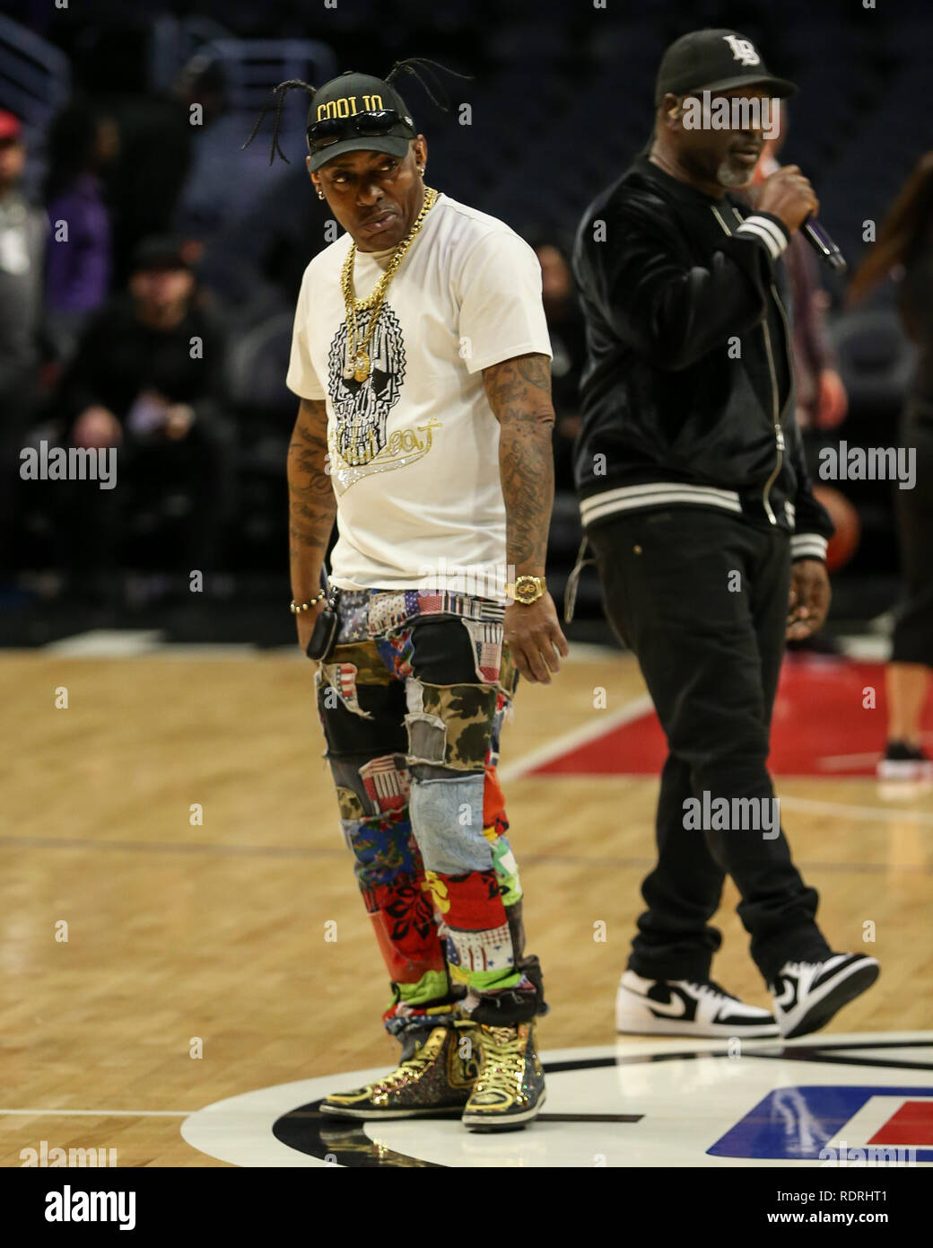 Los Angeles, CA, USA. 18 janvier, 2019. avant les Golden State Warriors vs Los Angeles Clippers au Staples Center le 18 janvier 2019. (Photo par Jevone Moore) Credit : csm/Alamy Live News Banque D'Images