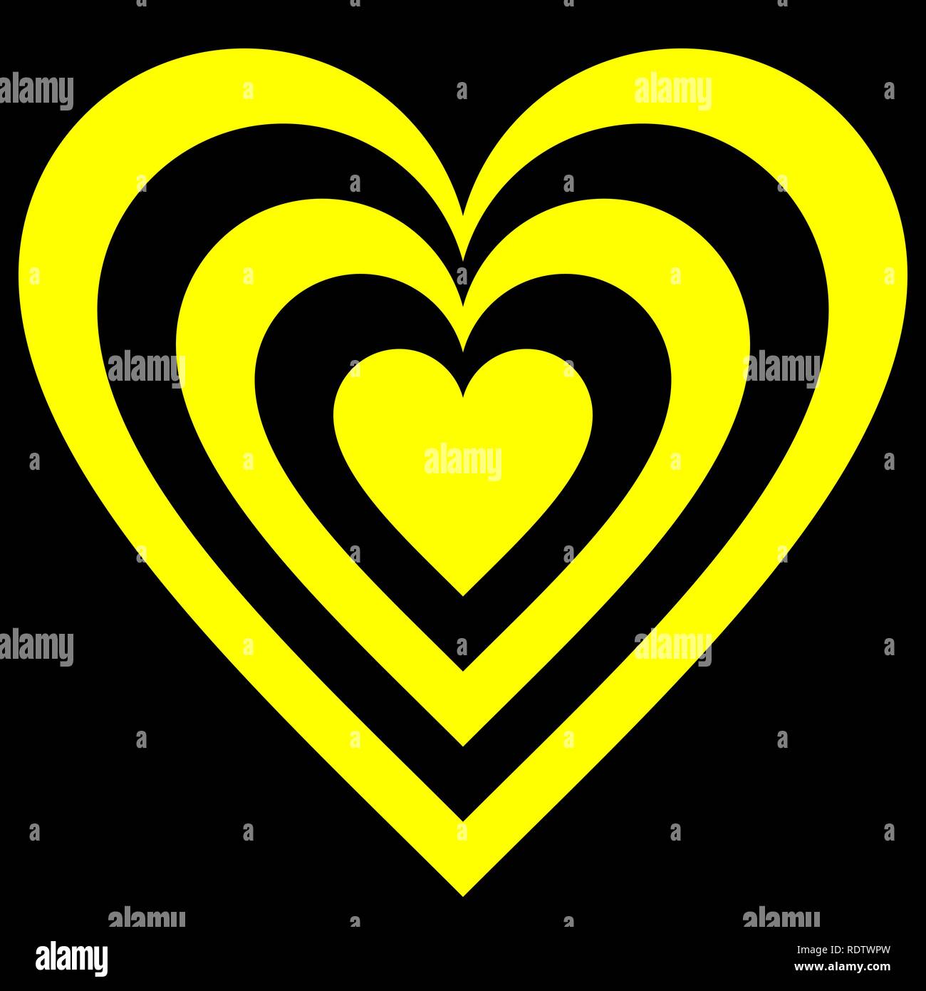 Icône Symbole cible coeur - jaune simple, isolée - vector illustration Illustration de Vecteur