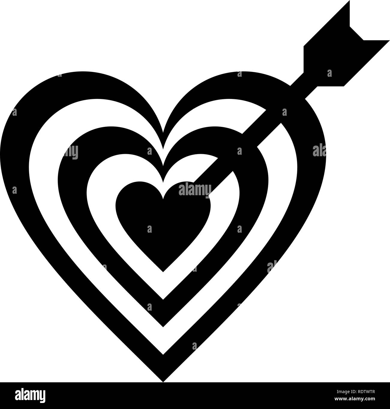 Coeur De Cible L Icone Fleche Simple Noir Isole Vector Illustration Image Vectorielle Stock Alamy