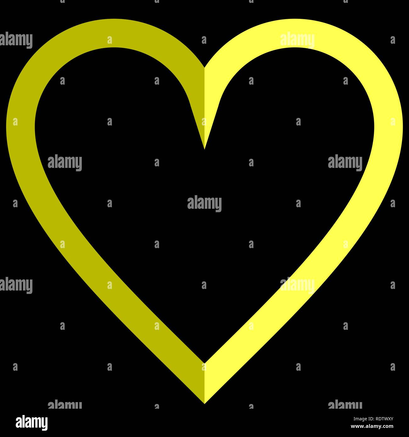 L'icône du symbole du cœur - simple jaune décrites, isolé - vector illustration Illustration de Vecteur