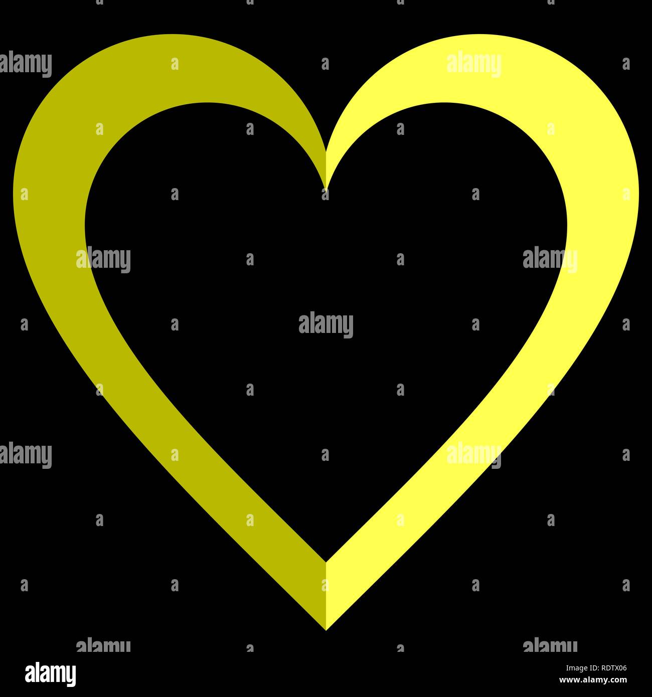 L'icône du symbole du cœur - simple jaune décrites, isolé - vector illustration Illustration de Vecteur