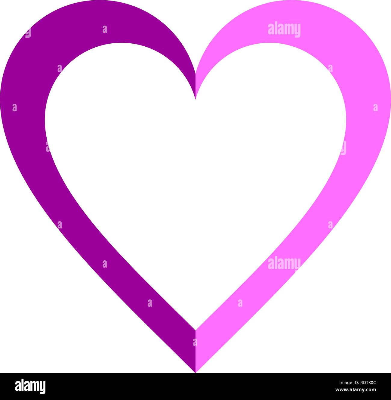 L'icône du symbole du cœur - pourpre simple décrite, isolé - vector illustration Illustration de Vecteur