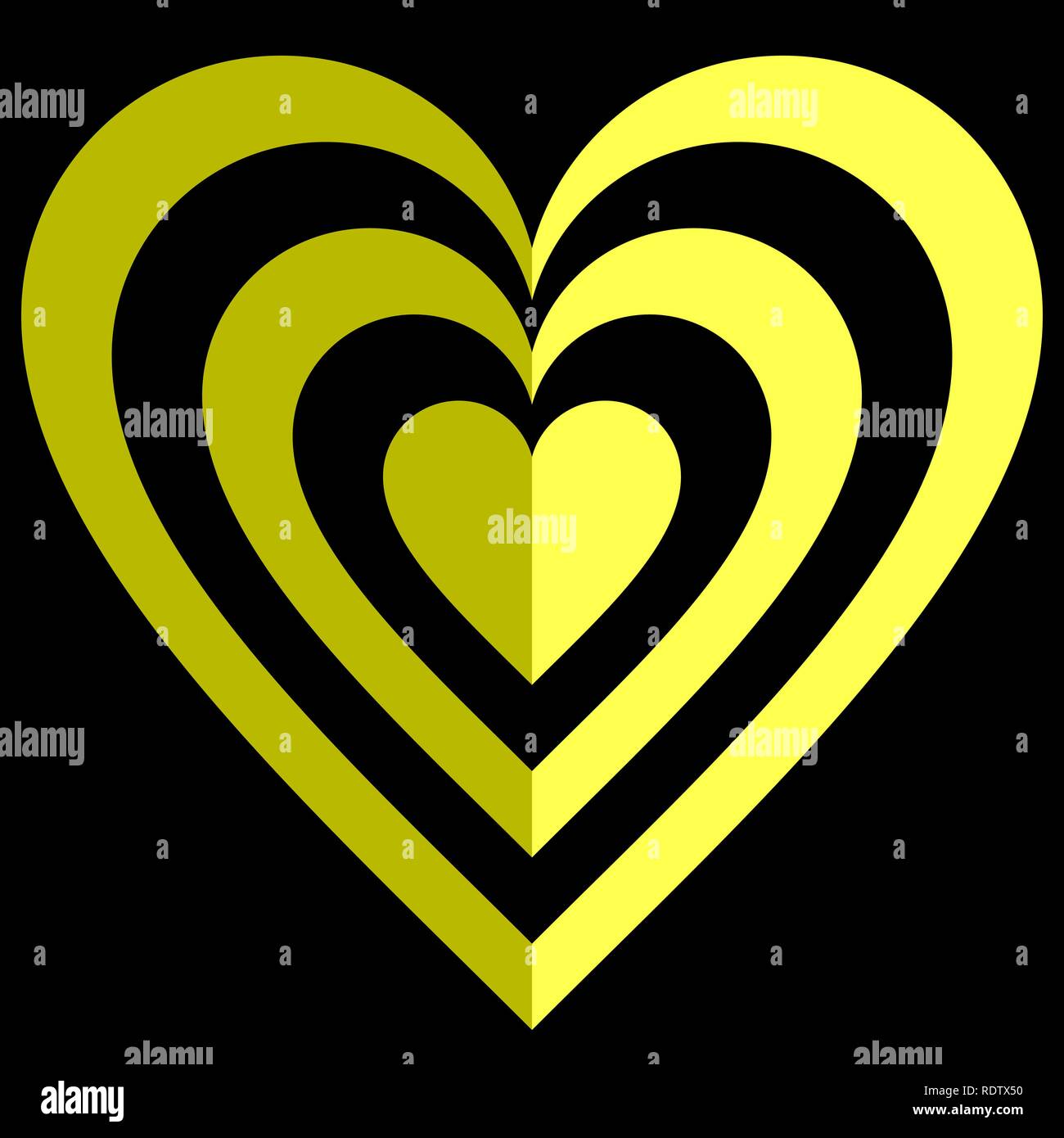 Icône Symbole cible coeur - jaune simple, isolée - vector illustration Illustration de Vecteur