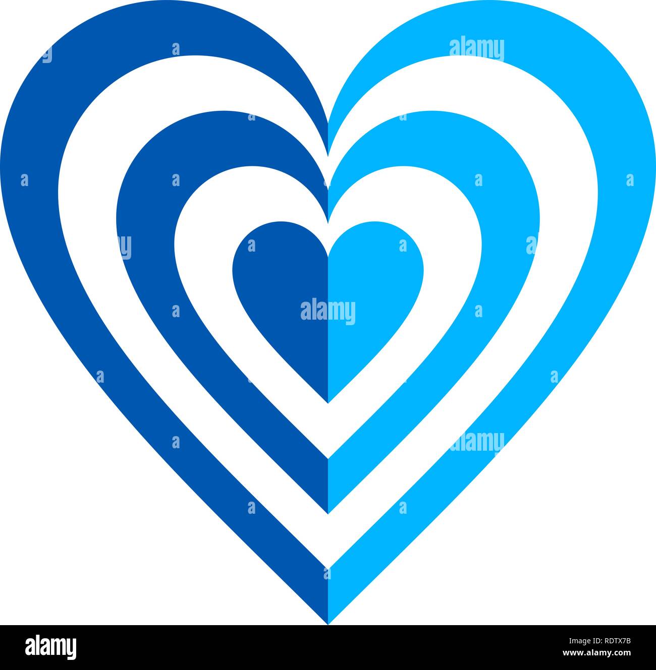 Icône Symbole cible coeur - blue simple, isolée - vector illustration Illustration de Vecteur